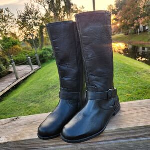 Cat & Jack Girls Black Buckle Zipper Knee High Boots Size 3 Little Kids